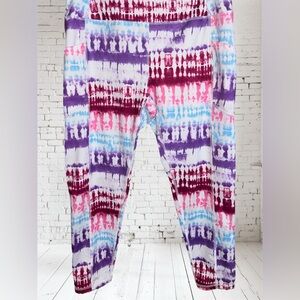 Pro Player Athletic Fitness Tie Dye Multicolor Dri-Fit Capri Legging Size Large